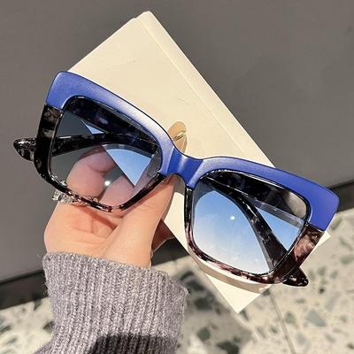 Occhiali da sole non polarizzati da donna, alla moda, retrò, a forma di occhio di gatto, ad alta definizione, alla moda, anti-luce blu, con montatura grande, occhiali casual