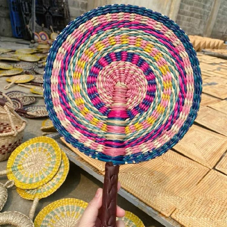 Large Summer Handheld Fan Seagrasses Handmade Woven Fan Natural Decorative for Home Wall Decoration