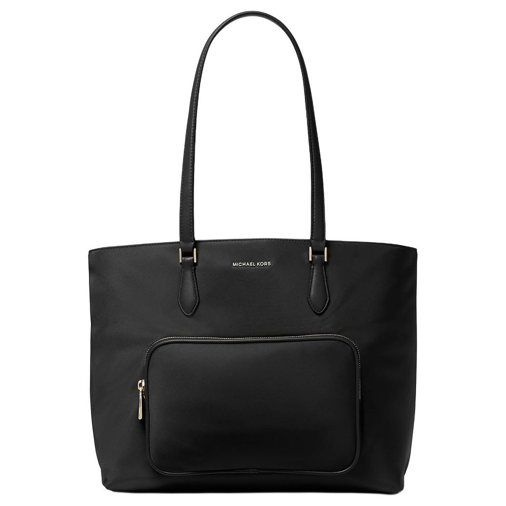 Michael Kors MK Cara Logo Gold Hardware Nylon Tote Shopping Bag Women tote Black 30R4GRKT7C-BLACK
