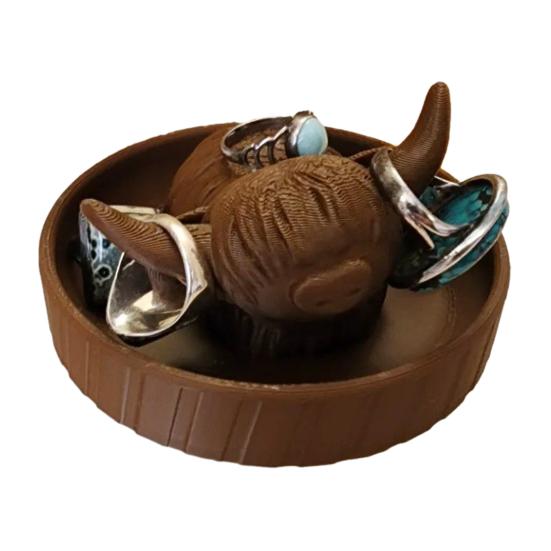 

Yousheng Highland Cow Ring Holder 3D Printed Jewelry Storage Box Farmhouse Bohemian Style Rings Keys Bracelets Earrings Trinket Tray