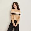 Maglione a righe con paillettes e scollo rotondo 100% lana Shexi