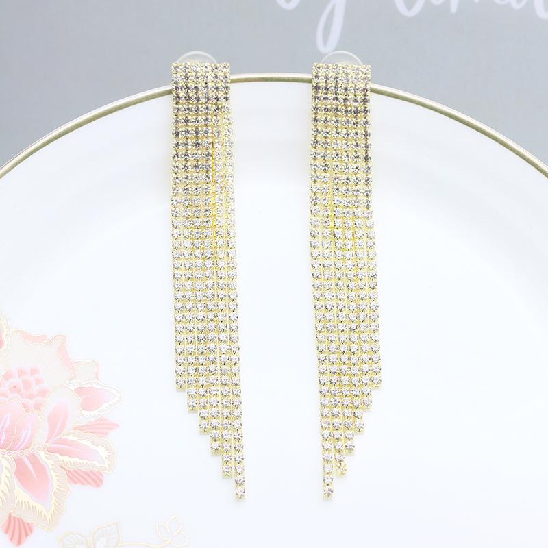 Korean Style Exaggerated Women Girls Shiny Rhinestone Earrings Luxury High Quality Big Crystal Ear Rings Decoration Lady Jewelry