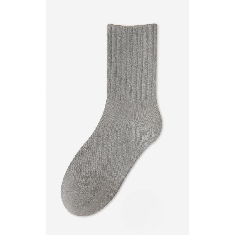 Women's Winter Cotton Socks for Warmth, Wide-mouthed Milk Tea Solid Color Women's Socks, Combed Cotton High-top Cotton Socks