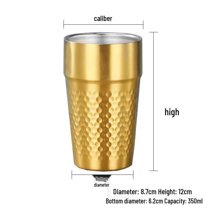 Chaxun 350ml Golden Double-Layer Stainless Steel Tea Cup