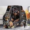 Grey Flannel Fleece Blanket and Throws for Sofa Winter Warm Bedding German Rottweiler Print Thin Quilts for Office Nap Blankets