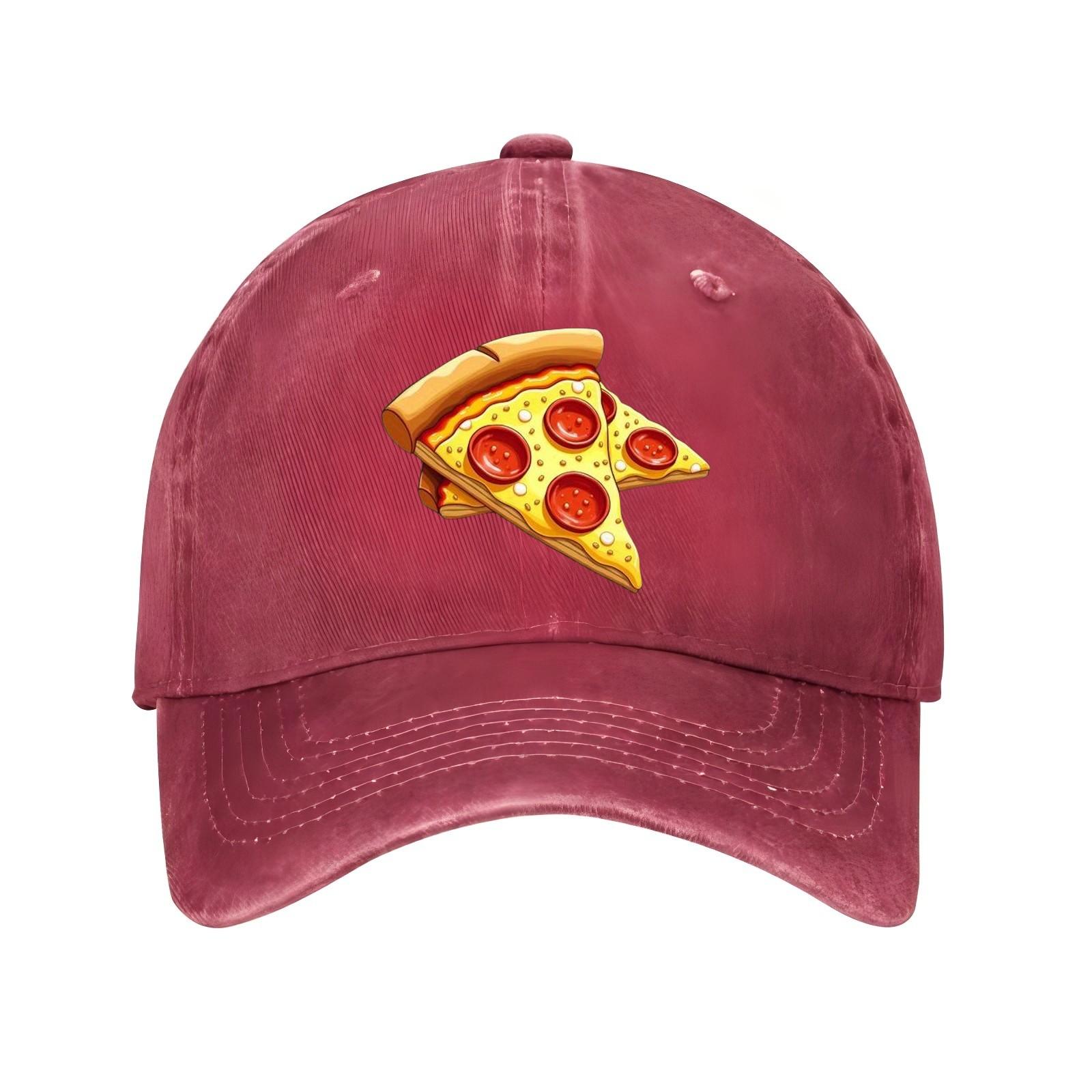 

Pizza Slice Graphic Baseball Cap Adjustable Polyester Casual Streetwear Sun Protection Hat for Adults One Size