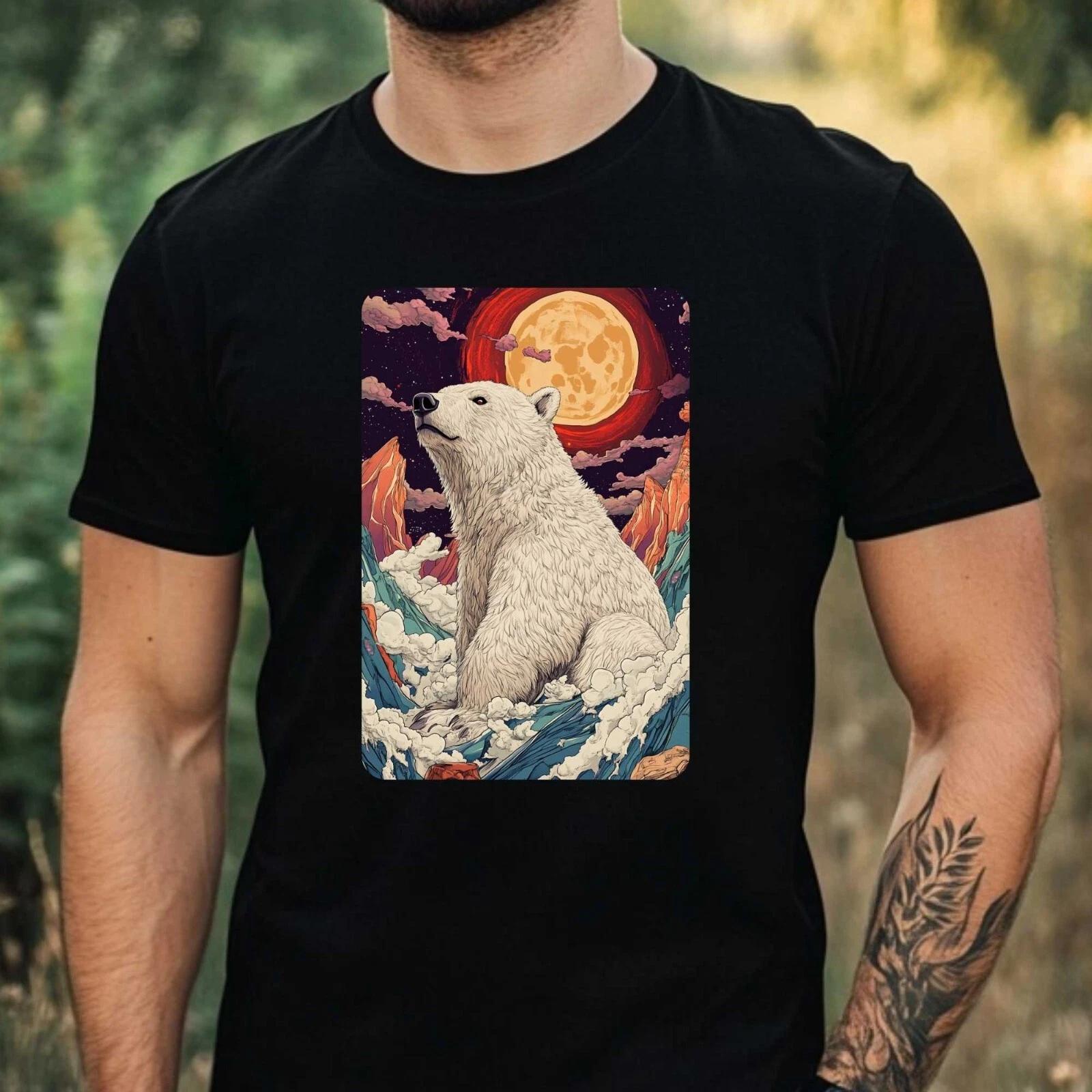 T-Shirt Herren Eisbär im Anime Style Motiv Baumwolle Größe XS bis 5XL XS