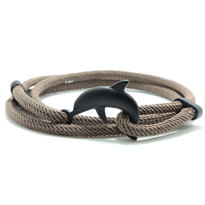 New Dolphin Bracelet Men 4mm Nylon Cord Chain Braclet Homme Bohemia Woven Adjustable Braslet Beach Leisure Accessories Pulseira