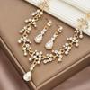 Damen Modedesign Wassertropfen Geometrische Halskette Ohrringe Krone Zirkon Set Hochzeitsparty Festival Geschenk