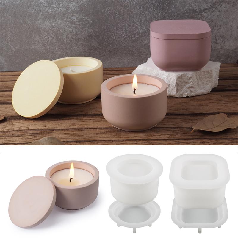 Candle Jar Silicone Mold Candle Jar Plaster Resin Molds Flower Pot Mold Storage Box Storage Box Mold For Home Decor