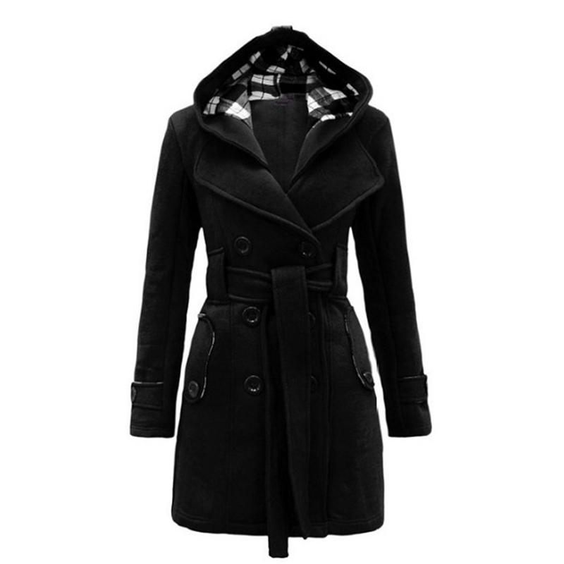 Fashion Woolen Coat Women Warm Fleece Jacket with Belts Double Breasted Solid Casual Jacket Winter Vintage Slim Ladies Coat