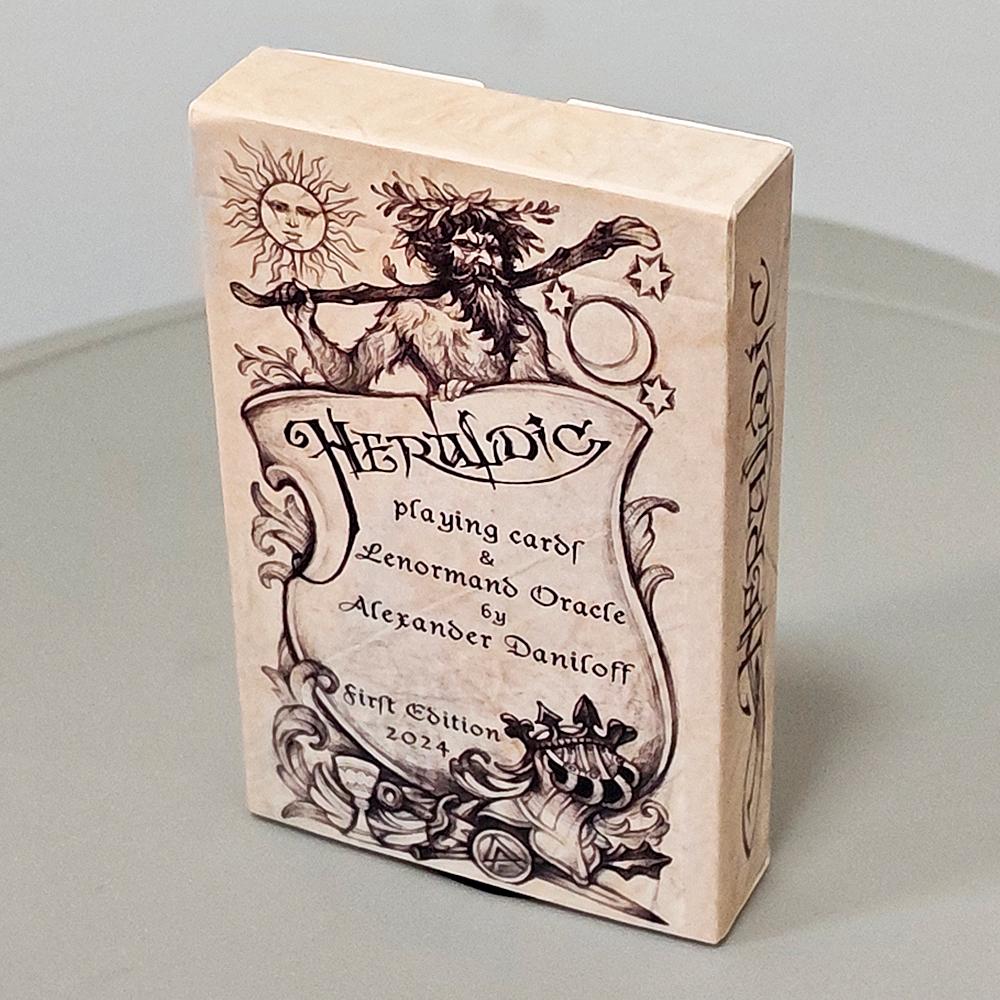 9*6cm Heraldic Playing Cards - 38 Pcs Hand-Drawn Lenormand Oracle Cards for Divination & Collectors - Double-embossed Cardstock