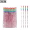 Rainbow Crystal Rod Makeup Brushes & Eyebrow Comb Set - 50 pcs, with Eyelash Curler and Brush.