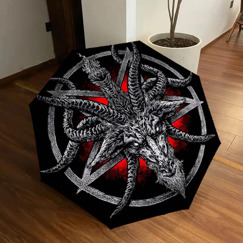 1pc Baphomet Satanic Symbol Umbrella with Plastic Handle,Suitable for All Seasons Home Travel Outdoor UmbrellaDD1427