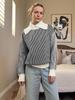 YiYi Women's Casual Color Block Striped High Neck Sweater