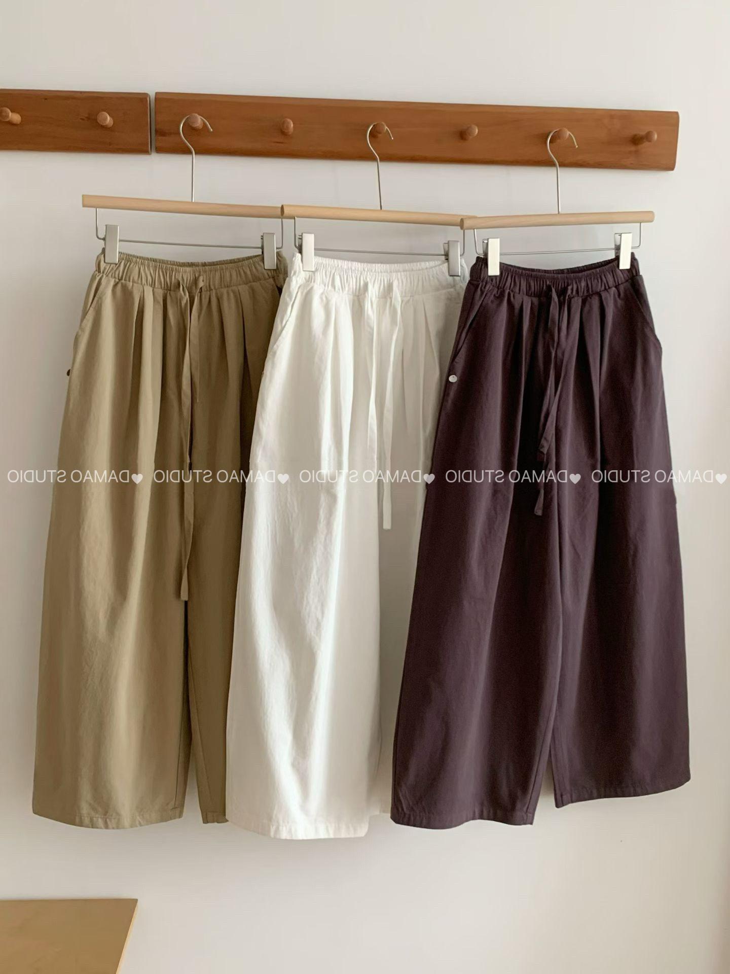 

Cherish Series Outdoor Elastic Waist Drawstring Straight-Leg Casual Pants Large белый