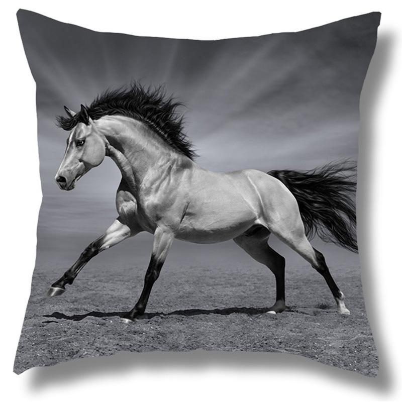 

45x45cm Printed Cushion Cover Horse Home Decoration Pillowcase Car Sofa 16x16Inch