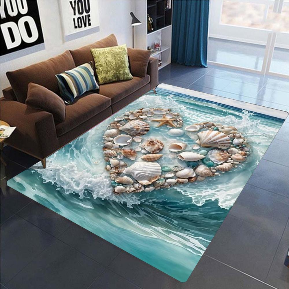 2025 New Starfish Beach Shell Sea Star Sand Carpet Rug for Living Room Bedroom Home Sofa Decoration,Kids Play Non-slip Floor Mat