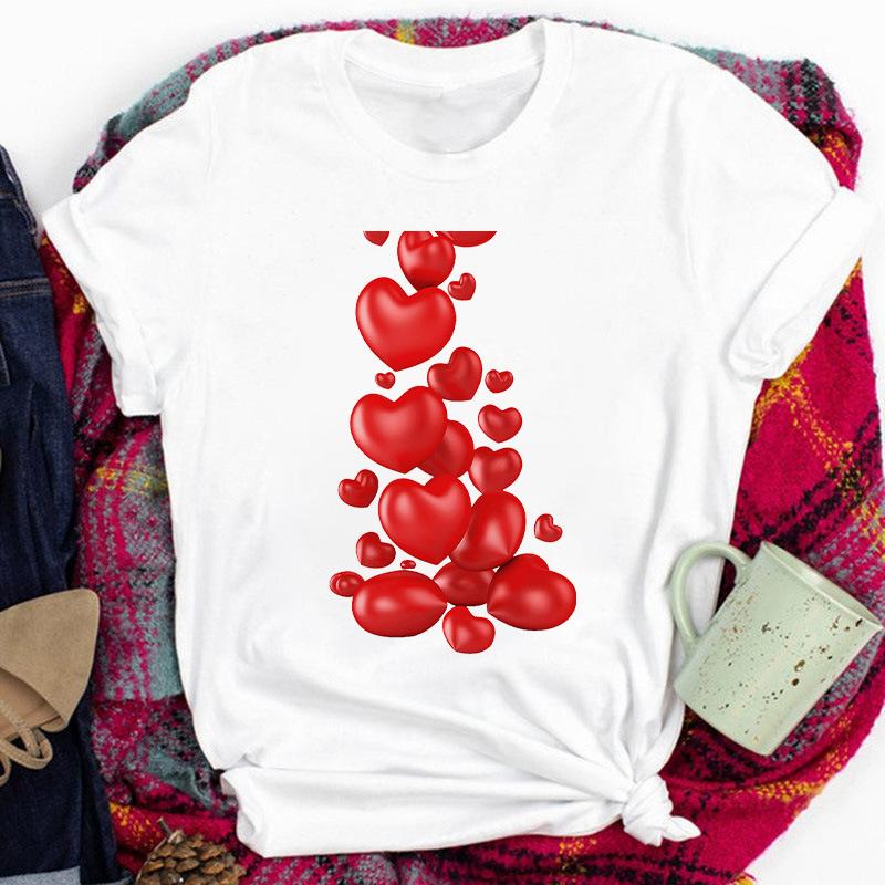 

Love Print Women Tshirt Summer Cartoon Short Sleeve Ladies T-Shirt Streetwear Fashion Clothes Graphic Tee Top Female Tshirt S білий