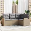 Garden Sofa Set with Cushions 4 pcs Beige and Light Grey Poly Rattan