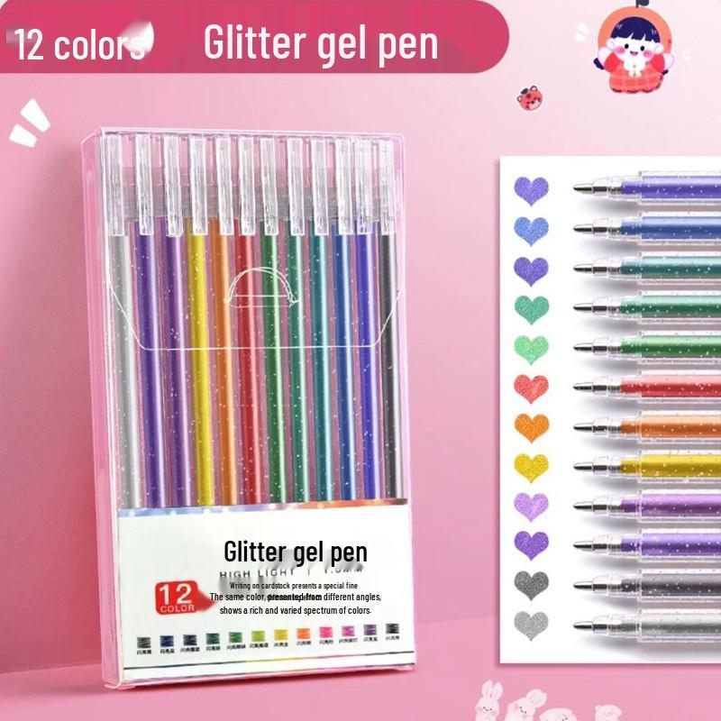 Colorful Glitter Gel Pens for Creative Journaling and Art - Ideal for Students and Children