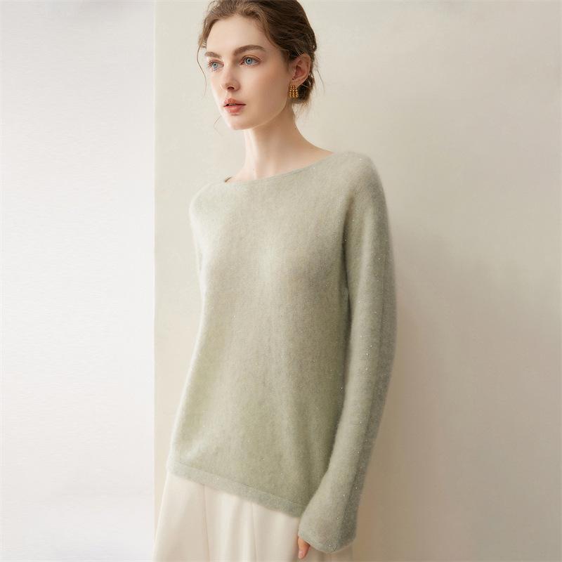 Lekasha Women's 100% Pure Cashmere Loose Long Sleeve Pullover Sweater - Solid Color for Autumn & Winter