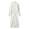 Women's Spring New V-neck Jacquard Pleated Waist Single-breasted Long Dress