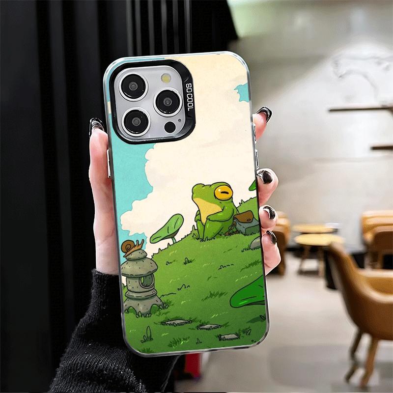 Cute Cartoon Frog Soft Phone Case for iPhone 15 16 17 Pro Max 17Air 16E 14 Plus 13 12 Mini Shockproof Cover Back Shell