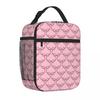 Bestselling Double Pink Bow Pattern Elegant Food Storage Bag Road Trip Adjustable Strap Lunch Bag