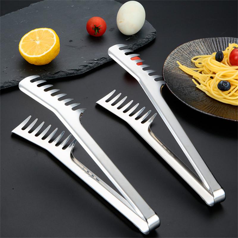 Food Tongs Kitchen Food Grade Extended Handle Non-slip Deepen Jagged Noodle Clip Stainless Steel Clip Not Drop Easy To Get Comb