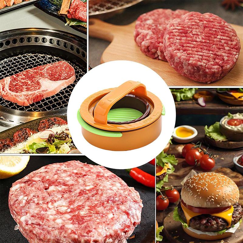 Round Burger Patty Maker Set with Meat Press DIY Beef Burger Tool for Home Cooking Camping Picnic Parties