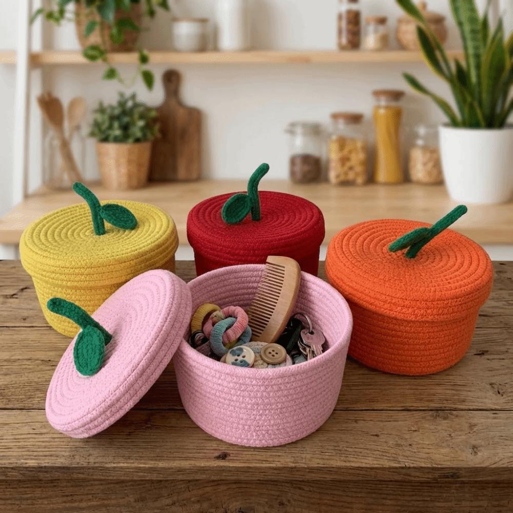 Large Capacity Cotton Rope Storage Basket Decorative Stationery Storage Box Bedroom