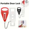 Double Hole Portable Door Lock Metal Lock Battery-Free Anti-theft Chain Lock Anti Theft Sleep Safety Security Door Lock Home Use