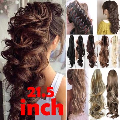 Perückenhaarknoten mit langen Haaren Pferdeschwanz Hochtemperatur-Seidenfaser-Clip 16. Zoll