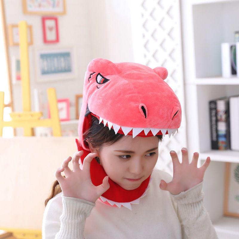 Kuscheliger Plüsch Dinosaurier Kopfbedeckung Hut Weihnachts- Geburtstagsgeschenk für Erwachsene Kinder