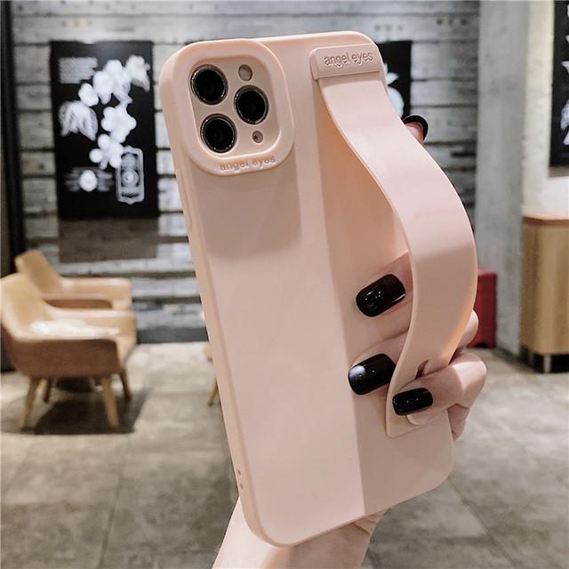 Mode Wein Rot Gummi Handgelenk Strap Halterung Telefon Fall Für Iphone 13 Pro Max 11 12 Xs X Xr 7 8 Plus Abdeckung Hand Band Weiche Stoßstange