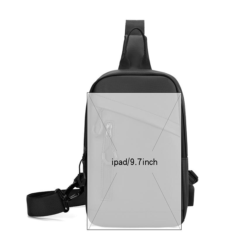 Leather Film Chest Bag Men's Backpack USB Charging Backpack Multifunctional Backpack Trend Shoulder Bag Oblique Span Chest Bag