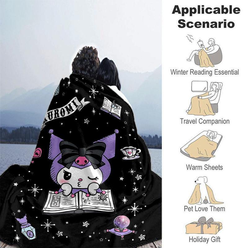 1pc Kuromi's Enchanted Night Blanket, Soft Throw for Room Decor, Perfect Gift, Living Room, Travel, Camping, Car Blankets, Beach, Office Naps, Suitabl