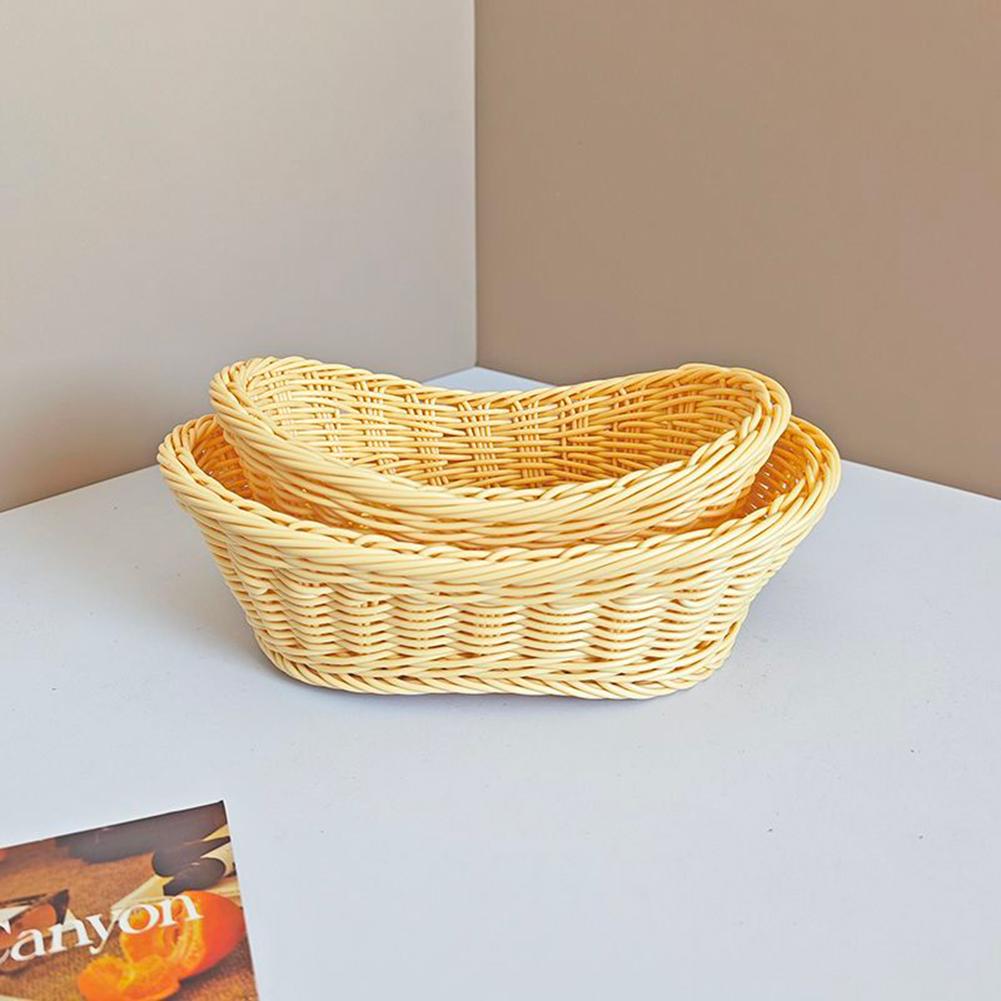 Owalny Rattanowy Koszyk na Owoce, Plecione Koszyki Serwingowe, Do Owoców Warzyw Restauracji Serwowania Blat Wyświetlacz Koszyk Rattanowy