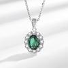 2026 Emerald Fashion Women's Zircon Ring Gemstone Pendant Necklace Earring Set Jewelry