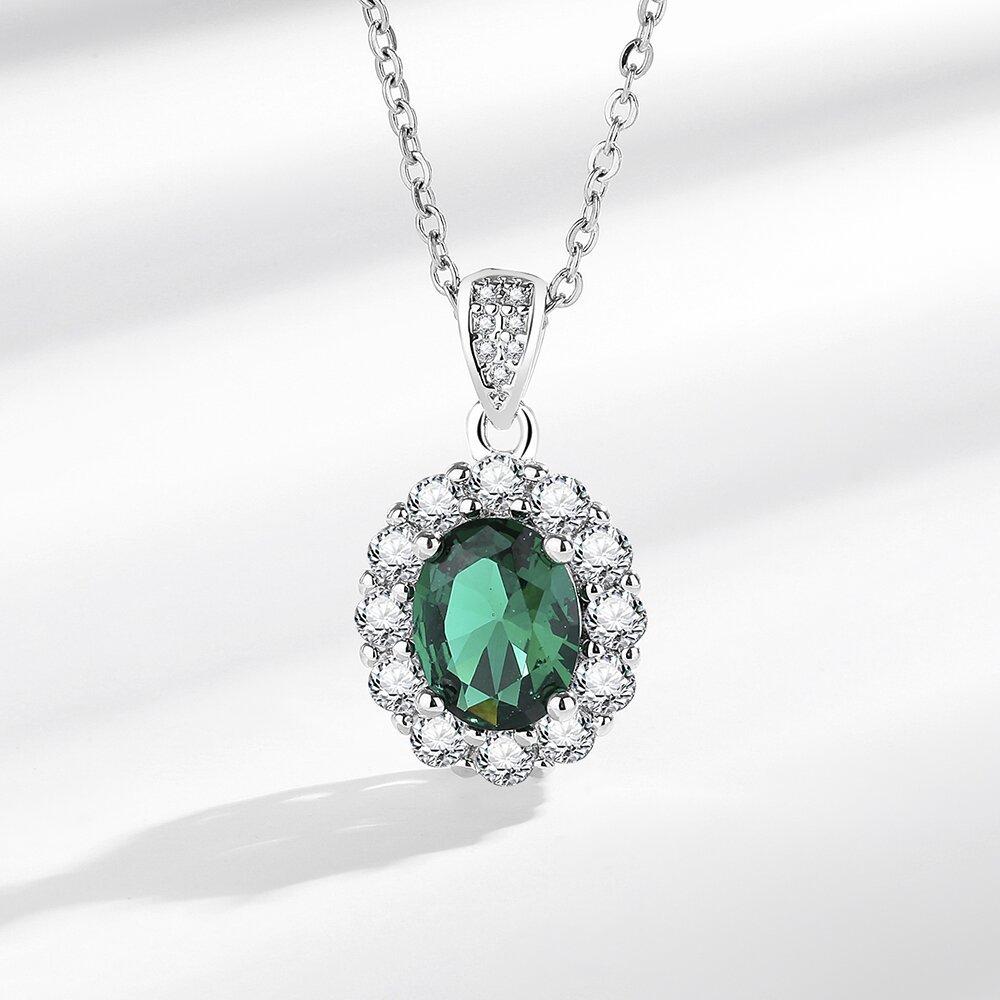2026 Emerald Fashion Women's Zircon Ring Gemstone Pendant Necklace Earring Set Jewelry