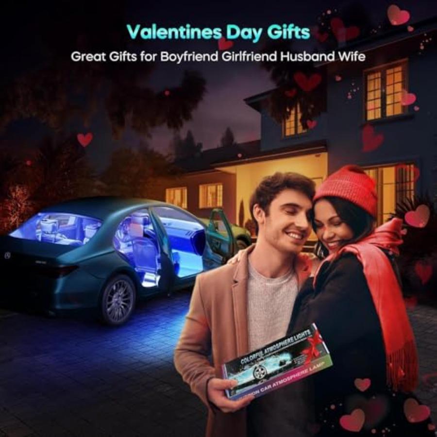 2 Pack Car LED Lights Interior Ambient Lighting Car with Smart APP Control Multicolor Interior LED Lights with Music Mode for T