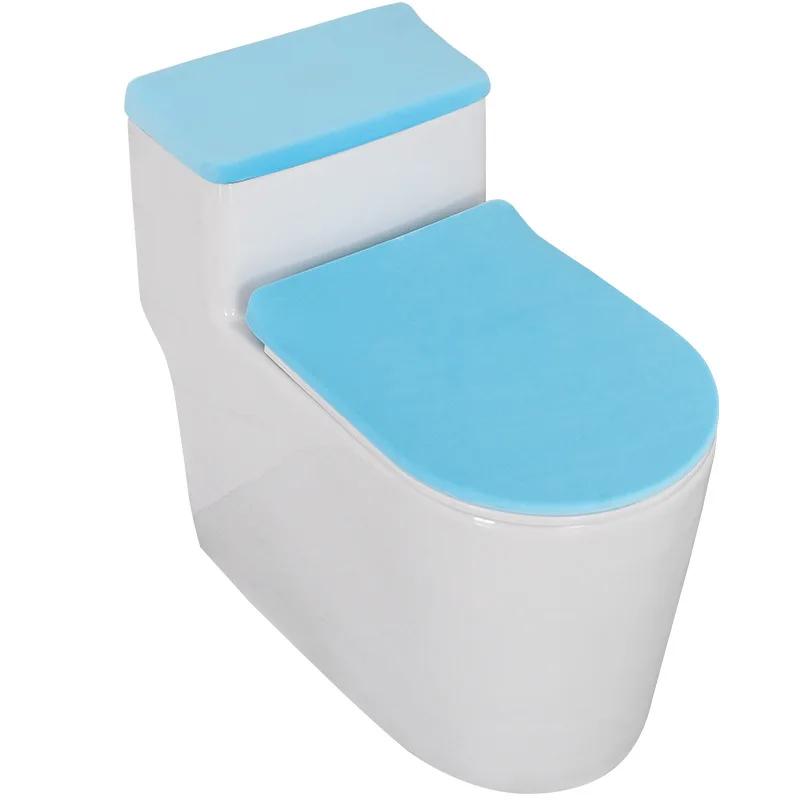 Velvet Toilet Lid Cover and Toilet Tank Lid Cover 2-Piece Set Soft Thickened Elasticity Universal Toilet Cushion for Home Hotel