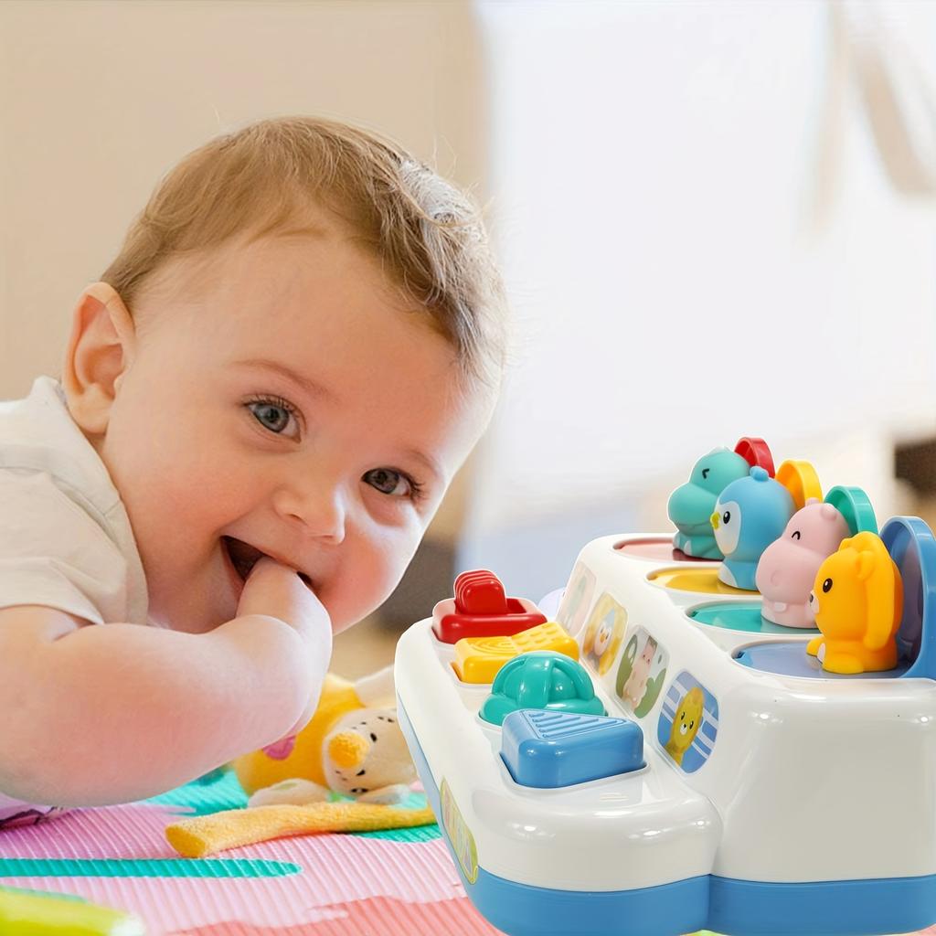 Bebek Pop-Up Hayvanlar Oyuncak Montessori Oyuncak Saklambaç Anahtar Düğme Kutusu Renk Ayırma Hayvanlar 6+ Ay Erkek Kız Çocukları İçin Eğitici Oyuncak