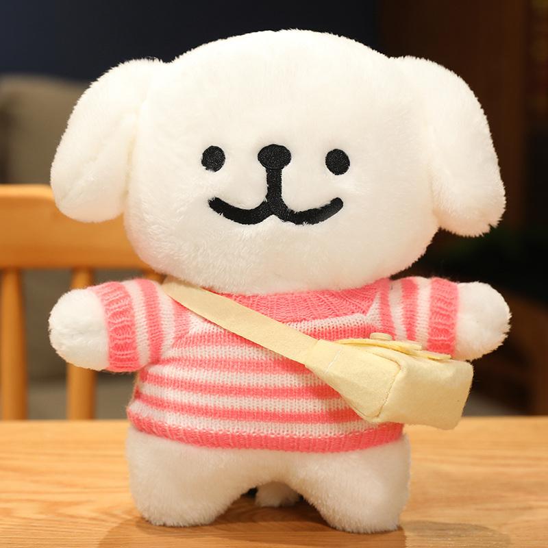 Cute Korean Maltese Dog Plush Toy Stuffed Soft Animal Cartoon Puppy Wear Clothes Pillow Birthday Christmas Gift for Kids