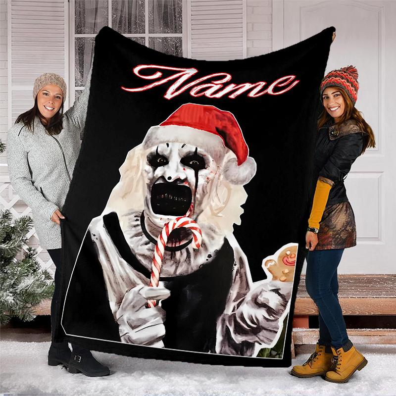 Personalized Custom Name Blanket - Terrifier Art the Clown Print Design,Blanket for Sofa,Bed,Travel,Camping - Soft and Warm, Great Gift