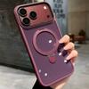 Dark Cherry Folding Metal Holder Magnetic Phone Case For iPhone 18 17 16 15 Pro Max Magsafe Charging Scratch-proof Hard Cover