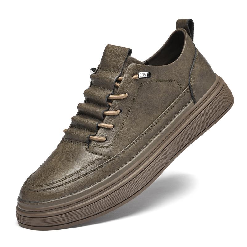 

Мужские удобные кроссовки Натуральная кожа Мужская повседневная обувь Классическая мужская противоскользящая вулканизированная обувь Высококачественные модные балетки для мужчин 47 хаки