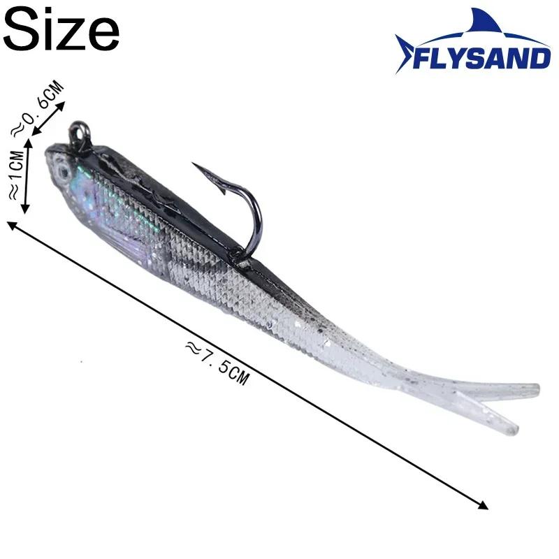 10Pcs Soft Minnow Fishing Lures Silicone Baits 7.5cm 6.5g Crankbait with Hooks Versatile Tackle Accessory