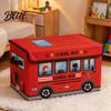 Soft Fabric Toy Safety Lid Box Foldable Bus Storage Chest School Treasure with And Reinforced